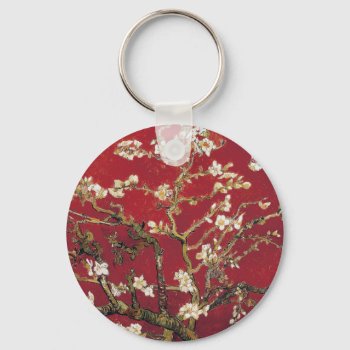 Almond Blossoms Red Vincent Van Gogh Art Painting Keychain by Then_Is_Now at Zazzle