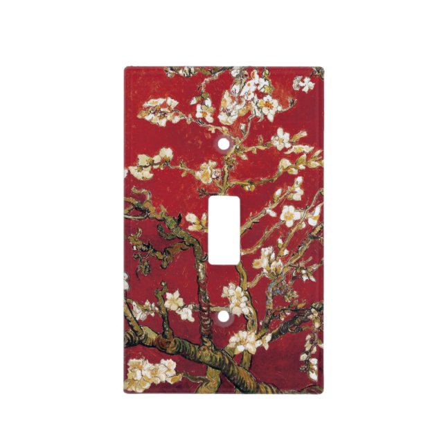 Almond Blossoms Red Vincent van Gogh Art Painting Light Switch Cover (Front)