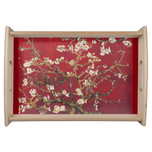 Almond Blossoms Red Vincent van Gogh Art Painting Serving Tray