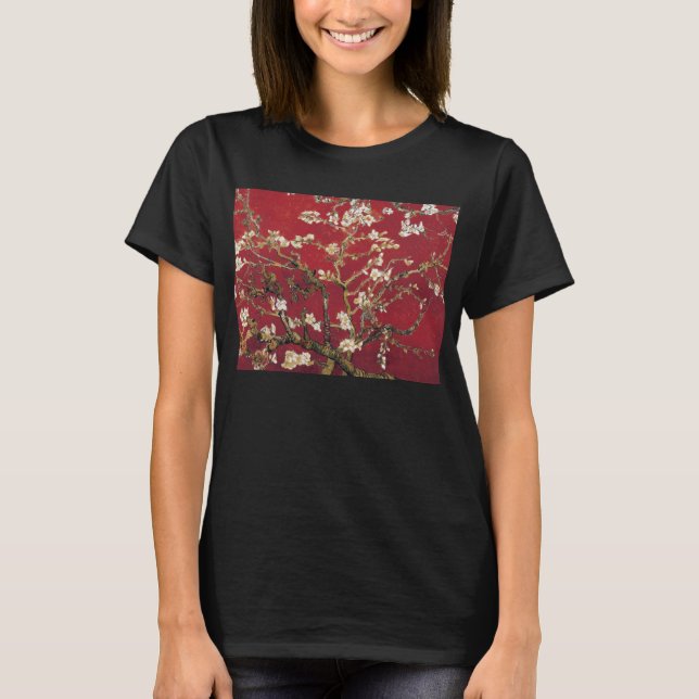 Almond Blossoms Red Vincent van Gogh Art Painting T-Shirt (Front)