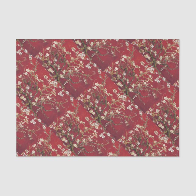 Almond Blossoms Red Vincent van Gogh Art Painting Tissue Paper (Front)