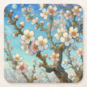 Almond Blossoms (Vincent van Gogh) Square Paper Coaster