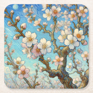 Almond Blossoms (Vincent van Gogh) Square Paper Coaster