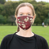 Almond blossoms with red textured background adult cloth face mask (Outside)