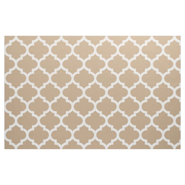 Almond Brown Moroccan Quatrefoil Trellis Fabric (Yard)