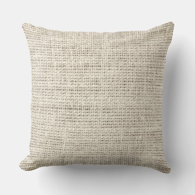 Almond burlap linen background throw pillow (Front)