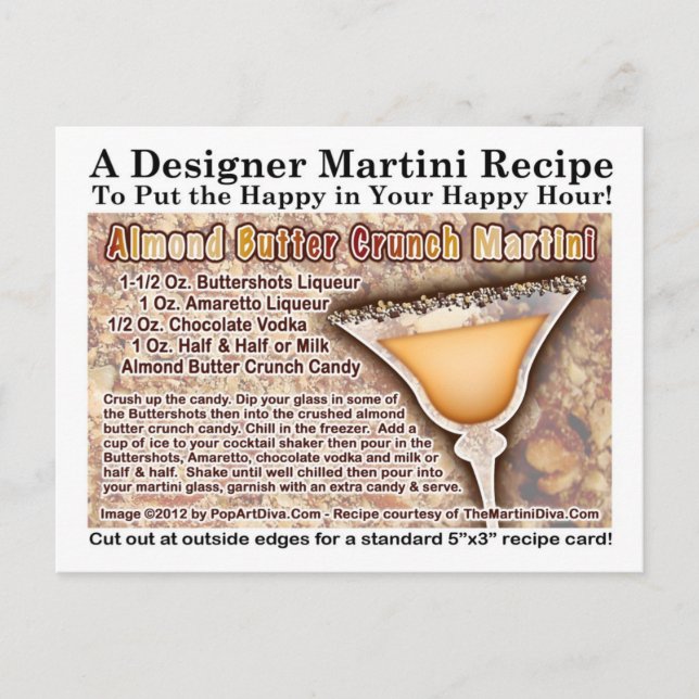 Almond Butter Crunch Martini Recipe Postcard (Front)