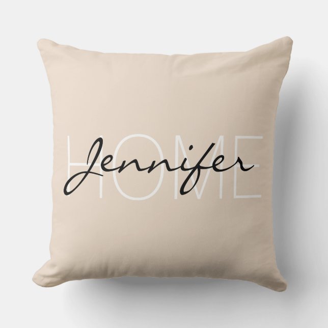 Almond color home monogram throw pillow (Front)