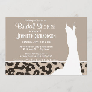 Almond Color Leopard Animal Print; Personalized Invitation