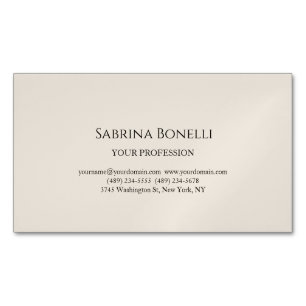 Almond Color Modern Unique Elegant Plain Simple  Business Card Magnet