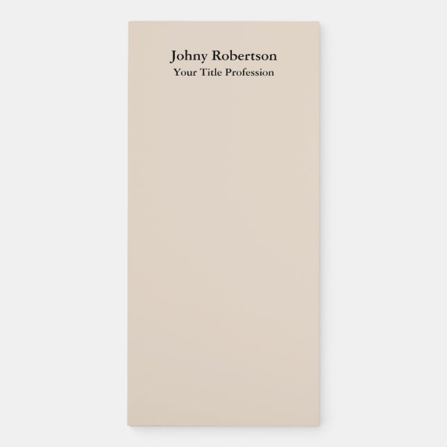 Almond Color Plain Elegant Professional Modern Magnetic Notepad (Front)