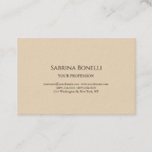 Almond & Cream Color Modern Unique Elegant Plain  Business Card
