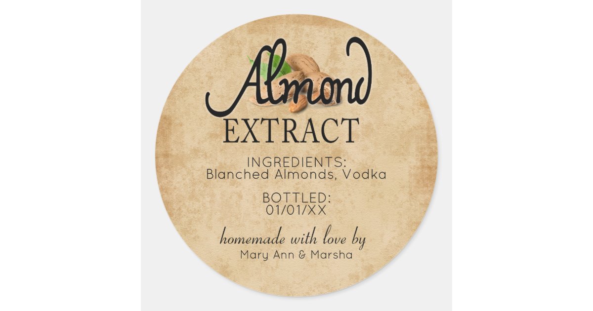 Almond Extract Label Sticker | Zazzle