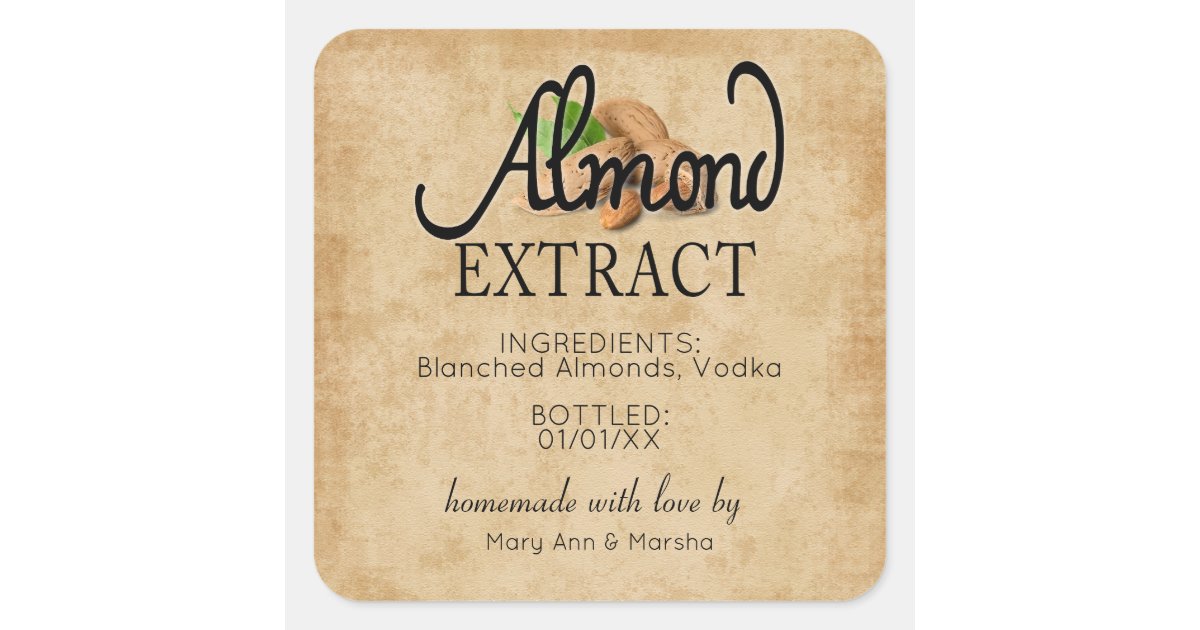 Almond Extract Square Sticker | Zazzle