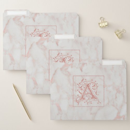 Almond Faux Marble Sample Monogram File Folder