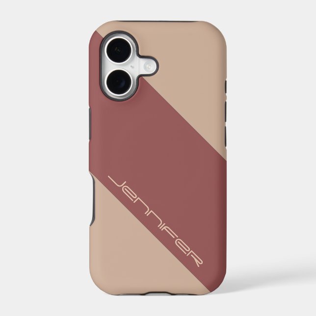 Almond & Marsala Red One Stripe Case-Mate iPhone Case (Back)