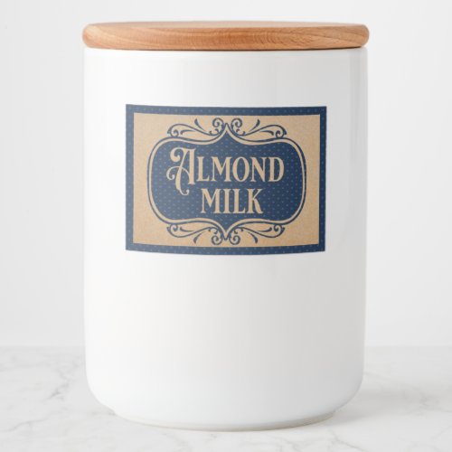 Almond milk Vintage Blue Dot Pattern Food Label