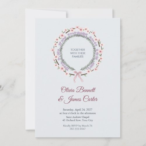 Almond Mint Bush Double Ring Wedding Invitation