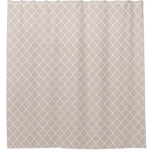 Almond Peach Moroccan Quatrefoil Pattern Shower Curtain