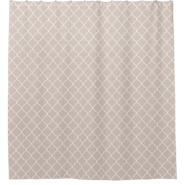 Almond Peach Moroccan Quatrefoil Pattern Shower Curtain (Front)