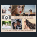 Almond Photo Collage QR Logo Photography Business Flyer<br><div class="desc">Almond beige marketing flyer for a professional photographer personalized with your photos, logos, contact information, custom text, and QR code. Professional photographer flyer to promote your business personalized with six photos on on side along with your logo, business name, tagline, and contact info in russet on a warm shade of...</div>