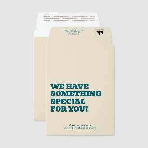 Almond Teal Minimal Special Offers Small Business Envelope Mailers