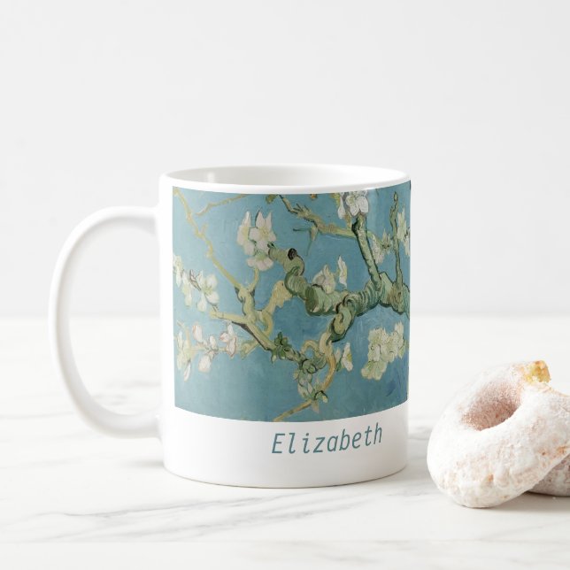 Almond tree in blossom by Vincent Van Gogh  Coffee Mug (With Donut)