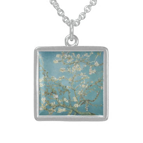 Almond tree in blossom by Vincent Van Gogh Sterling Silver Necklace