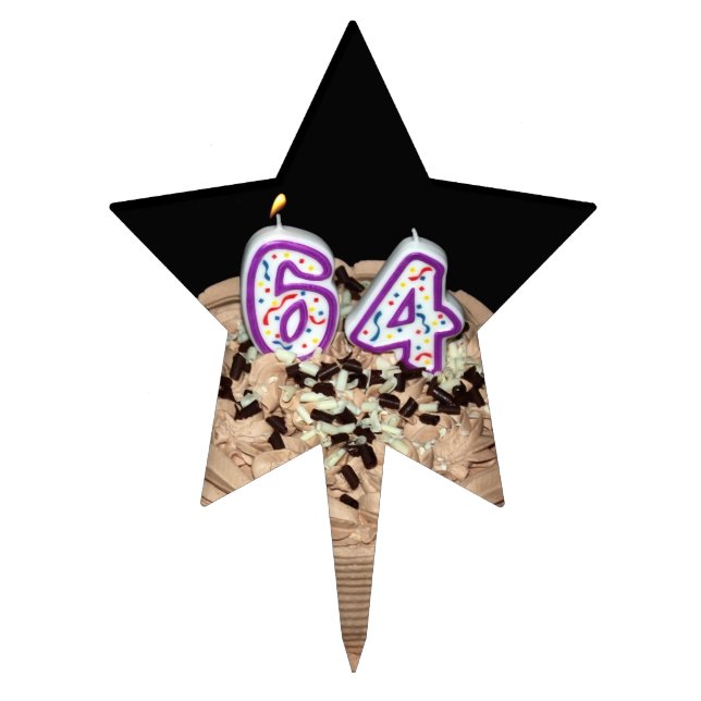 Almost 64... 64th Birthday Cake Cake Topper (Front)