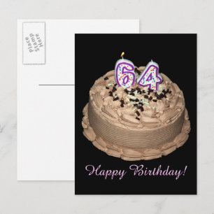 Almost 64... Happy 64th Birthday Cake Photography Postcard