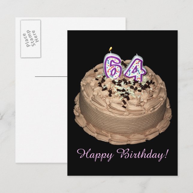 Almost 64... Happy 64th Birthday Cake Photography Postcard (Front/Back)