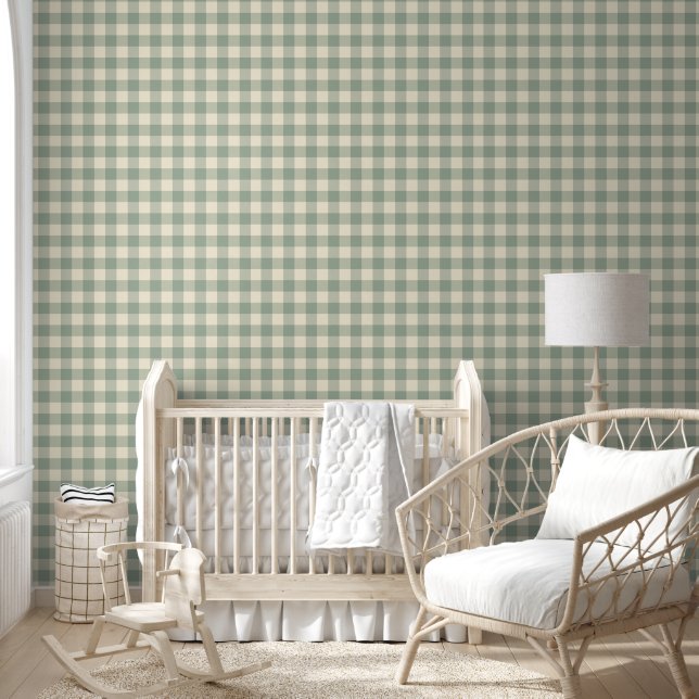 Almost Awake Gingham - Along the River plaid. Wallpaper (Kids)