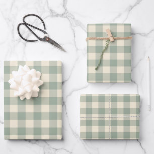 Almost Awake Gingham - Along the River plaid. Wrapping Paper Sheets