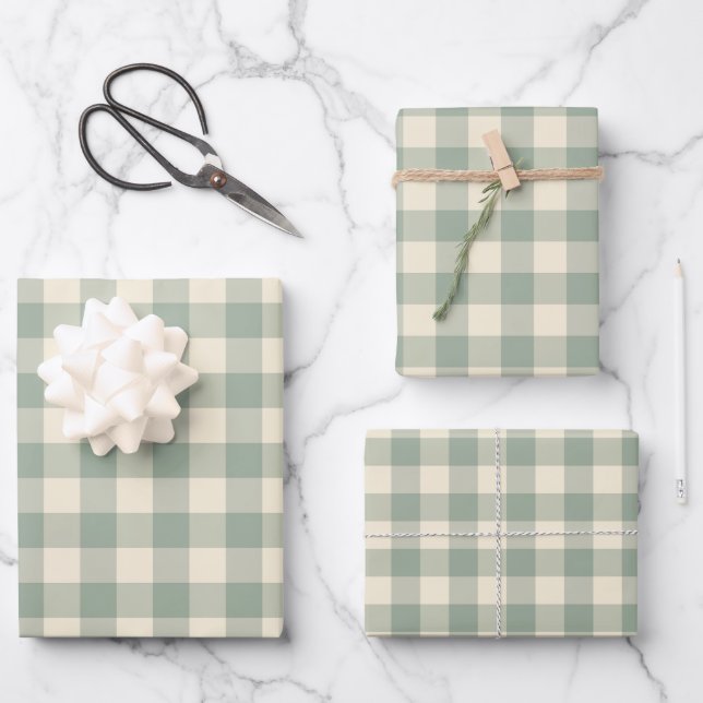 Almost Awake Gingham - Along the River plaid. Wrapping Paper Sheets (Front)