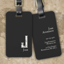 Almost black and white initials and name