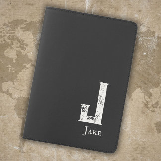 Almost black and white initials and name passport holder