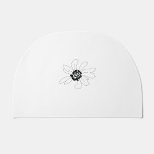 Almost Black, Green White african daisy Design Doormat