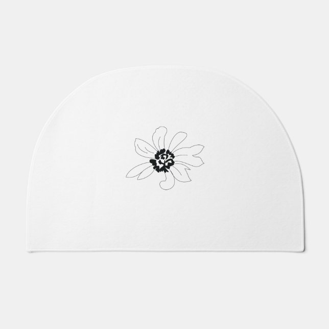 Almost Black, Green White african daisy Design Doormat (Front)