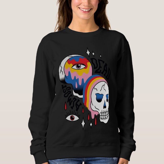 Almost Dead Weird Bizarre Skull Rainbow Sweatshirt (Front)