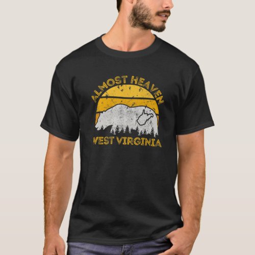 Almost Heaven West Virginia Map Nature Bear Outdoo T_Shirt