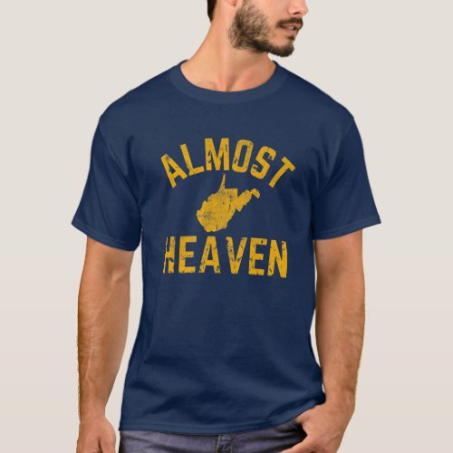 Almost Heaven West Virginia Map State WV Home Vint T_Shirt