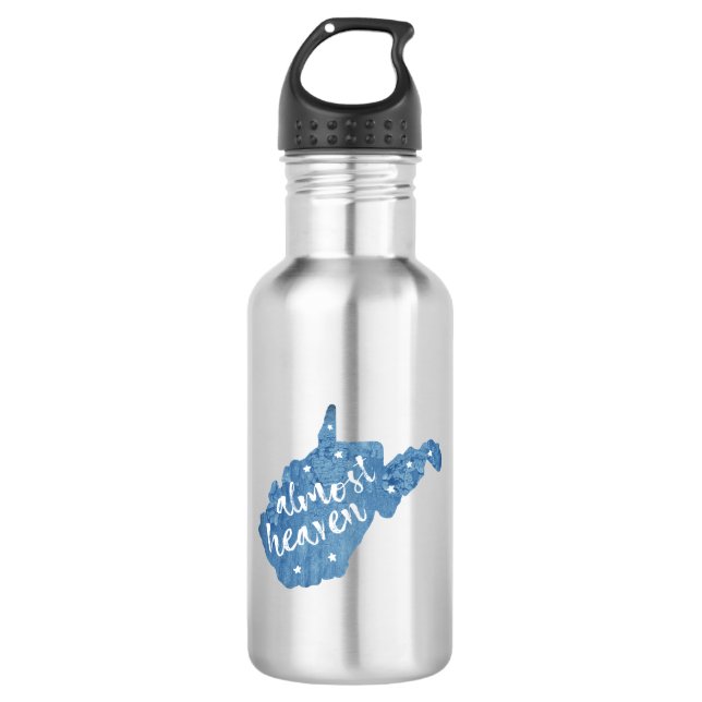 Almost Heaven West Virginia Stainless Steel Water Bottle (Front)