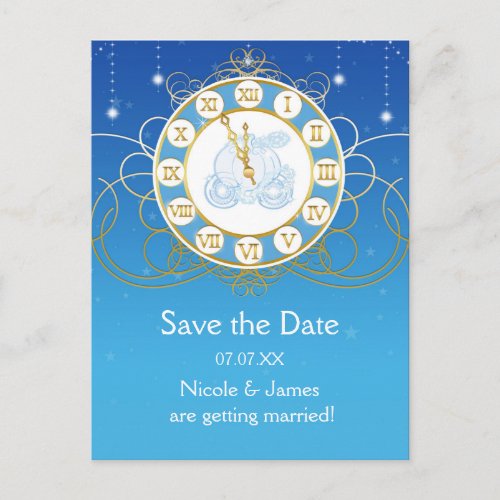 Almost Midnight Fairytale Save The Date Postcard