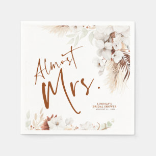 Almost Mrs Boho Terracotta Floral Bridal Shower Napkins