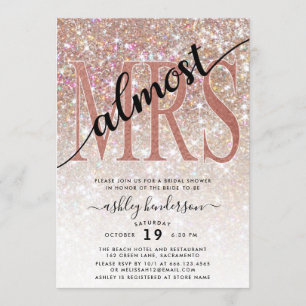 Almost MRS Bridal Shower Champagne Glitter Invitation