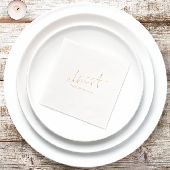Almost Mrs Name Bridal Shower  Foil Napkins (Insitu)