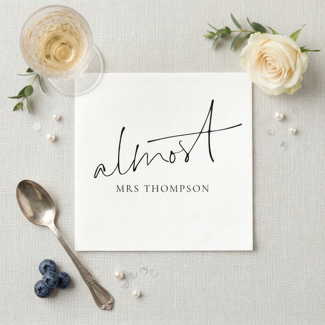 Almost Mrs Name Bridal Shower Napkins (Creator Uploaded)