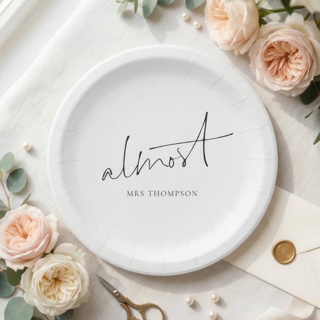 Almost Mrs Name Bridal Shower Paper Plates (Creator Uploaded)