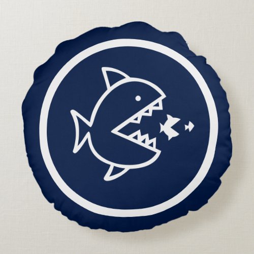 Almost Navy blue fish nautical Round Pillow