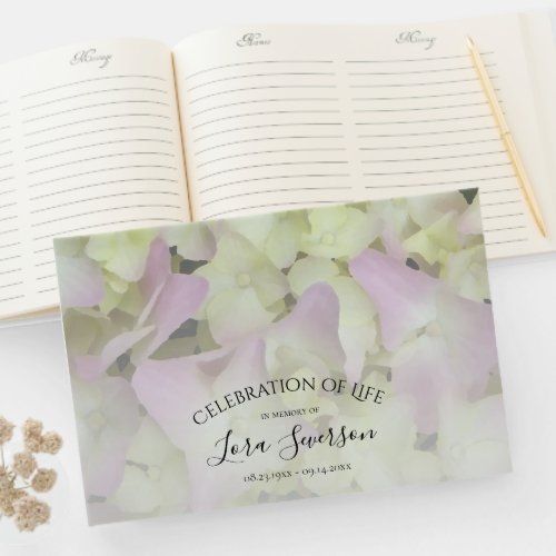Almost Pink Hydrangea Celebration of Life Memorial Guest Book